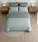 Sleeping Owls 100% Soft Cotton Jacquard 300TC checked Super King Bedsheet with 2 Pillow Covers