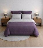 Sleeping Owls 100% Soft Cotton Jacquard 300TC checked Super King Bedsheet with 2 Pillow Cover - WHITE