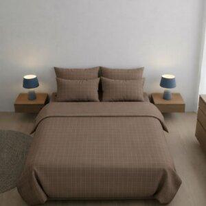 Sleeping Owls 100% Soft Cotton Jacquard 300TC checked Super King Bedsheet with 2 Pillow Covers