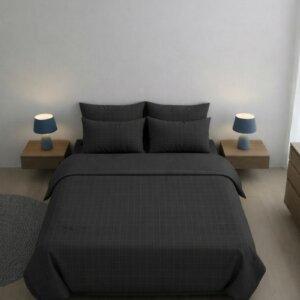 Sleeping Owls 100% Soft Cotton Jacquard 300TC checked Super King Bedsheet with 2 Pillow Covers