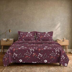 Sleeping Owls Grandeur Printed 210TC 100% Soft Cotton Printed 1 Super King Bedsheet with 2 Pillow Covers