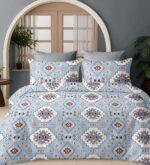 Sleeping Owls Satiny Twill Weave 210TC 100% Soft Cotton Printed 1 Super King Bedsheet with 2 Pillow Covers