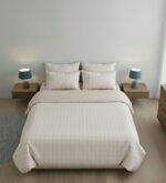 Sleeping Owls 100% Soft Cotton Jacquard 300TC checked Super King Bedsheet with 2 Pillow Covers