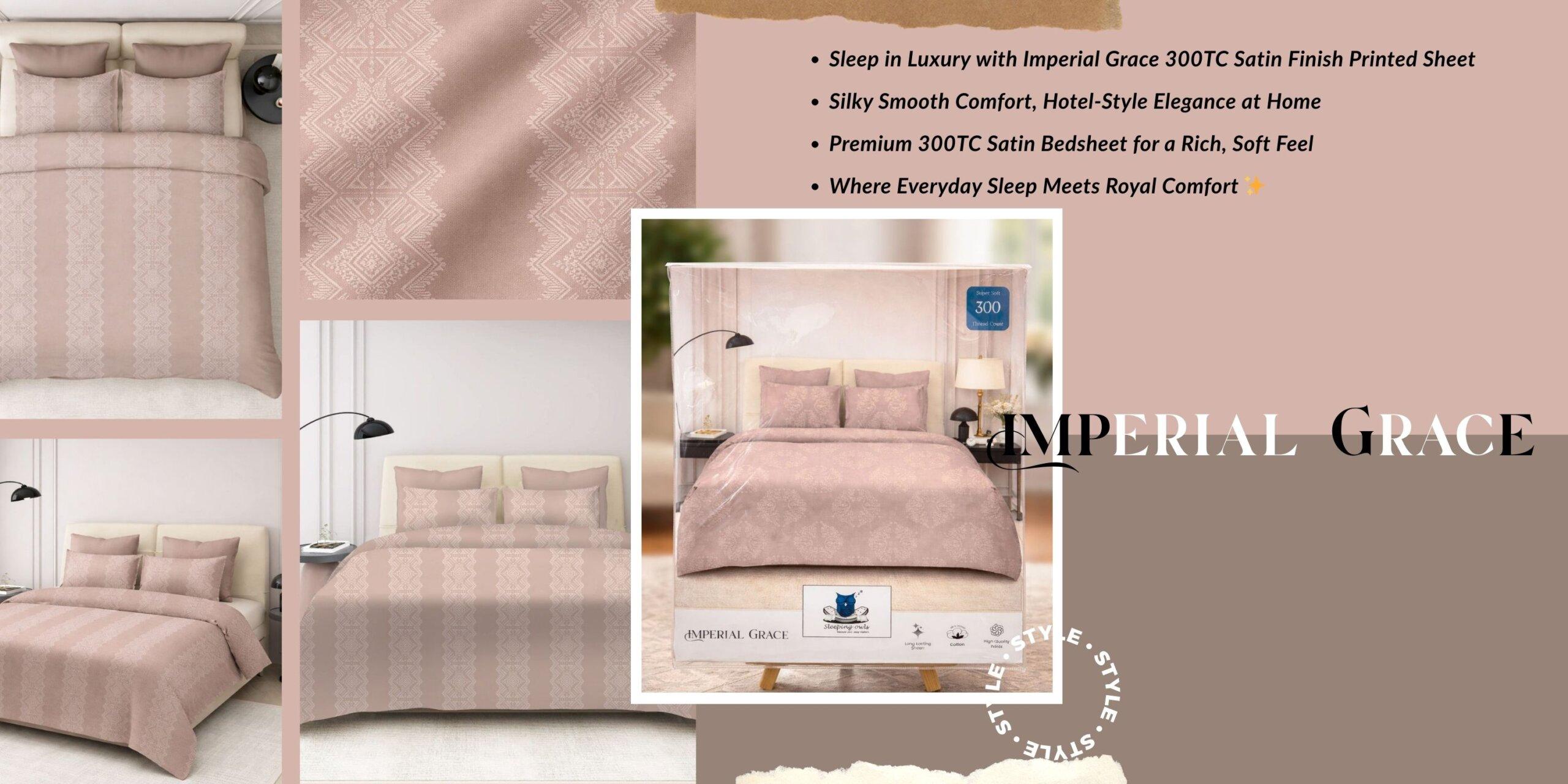 Sleep in Luxury with Imperial Grace 300TC Satin Finish Silky Smooth Comfort, Hotel-Style Elegance at Home Premium 300TC Satin Bedsheet for a Rich, Soft Feel Where Everyday Sleep Meets Royal Comfor