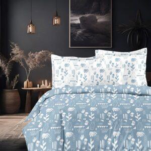 Sleeping Owls VBC Printed 300TC 100% Soft Cotton Printed 1 Super King Bedsheet with 2 Coordinate Pillow Covers