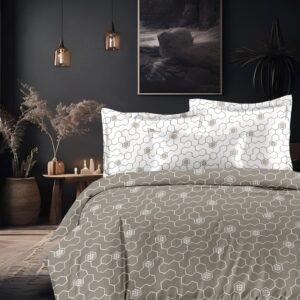 Sleeping Owls VBC Printed 300TC 100% Soft Cotton Printed 1 Super King Bedsheet with 2 Coordinate Pillow Covers