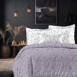 Sleeping Owls VBC Printed 300TC 100% Soft Cotton Printed 1 Super King Bedsheet with 2 Coordinate Pillow Covers