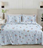 Sleeping Owls Perkale 210TC 100% Soft Cotton Printed 1 Super King Bedsheet with 2 Pillow Covers