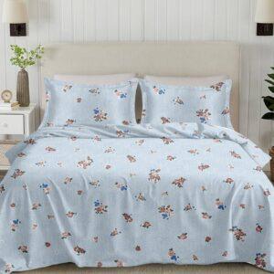 Sleeping Owls Perkale 210TC 100% Soft Cotton Printed 1 Super King Bedsheet with 2 Pillow Covers