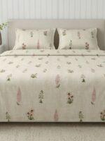 Sleeping Owls Perkale 210TC 100% Soft Cotton Printed 1 Super King Bedsheet with 2 Pillow Covers