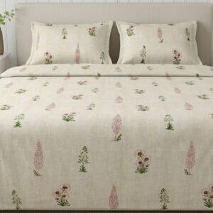 Sleeping Owls Perkale 210TC 100% Soft Cotton Printed 1 Super King Bedsheet with 2 Pillow Covers