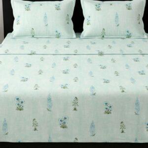 Sleeping Owls Perkale 210TC 100% Soft Cotton Printed 1 Super King Bedsheet with 2 Pillow Covers