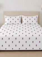 Sleeping Owls Perkale 210TC 100% Soft Cotton Printed 1 Super King Bedsheet with 2 Pillow Covers