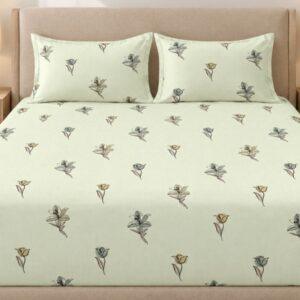 Sleeping Owls Perkale 210TC 100% Soft Cotton Printed 1 Super King Bedsheet with 2 Pillow Covers