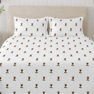 Sleeping Owls Perkale 210TC 100% Soft Cotton Printed 1 Super King Bedsheet with 2 Pillow Covers