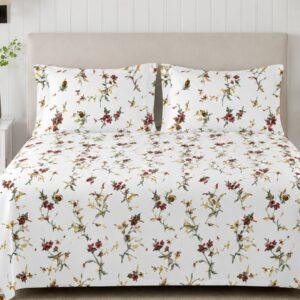 Sleeping Owls Perkale 210TC 100% Soft Cotton Printed 1 Super King Bedsheet with 2 Pillow Covers