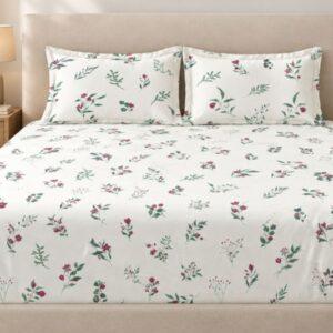 Sleeping Owls Perkale 210TC 100% Soft Cotton Printed 1 Super King Bedsheet with 2 Pillow Covers