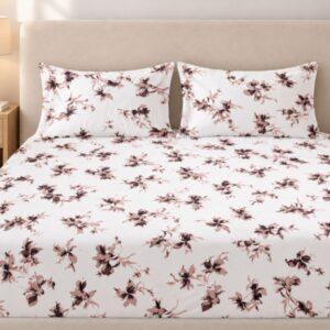 Sleeping Owls Perkale 210TC 100% Soft Cotton Printed 1 Super King Bedsheet with 2 Pillow Covers