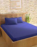 Sleeping Owls Colors210TC Soft 100% Cotton Stripe 1N Super King Bedsheet with 2N Pillow Covers