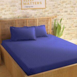 Sleeping Owls Colors210TC Soft 100% Cotton Stripe 1N Super King Bedsheet with 2N Pillow Covers