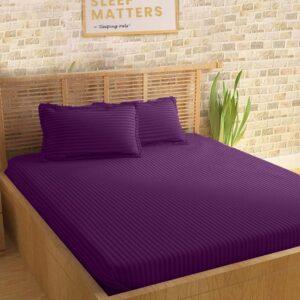 Sleeping Owls Colors210TC Soft 100% Cotton Stripe 1N Super King Bedsheet with 2N Pillow Covers