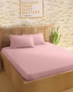 Sleeping Owls Colors210TC Soft 100% Cotton Stripe 1N Super King Bedsheet with 2N Pillow Covers