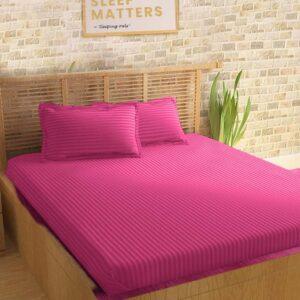 Sleeping Owls Colors210TC Soft 100% Cotton Stripe 1N Super King Bedsheet with 2N Pillow Covers