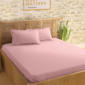 Sleeping Owls Colors210TC Soft 100% Cotton Stripe 1N Super King Bedsheet with 2N Pillow Covers