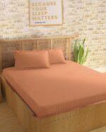 Sleeping Owls Colors210TC Soft 100% Cotton Stripe 1N Super King Bedsheet with 2N Pillow Covers