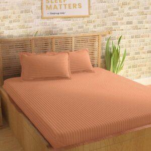 Sleeping Owls Colors210TC Soft 100% Cotton Stripe 1N Super King Bedsheet with 2N Pillow Covers