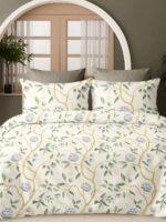 Sleeping Owls Satiny Twill Weave 210TC 100% Soft Cotton Printed 1 Super King Bedsheet with 2 Pillow Covers