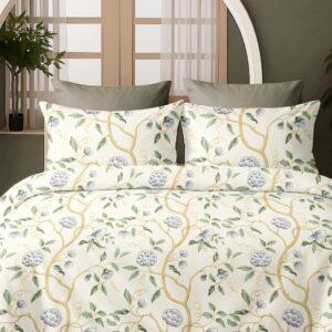 Sleeping Owls Satiny Twill Weave 210TC 100% Soft Cotton Printed 1 Super King Bedsheet with 2 Pillow Covers