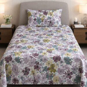 Sleeping Owls ALLURE 144TC 100% Pure Cotton Printed Single Bedsheet with 1 Pillow Cover