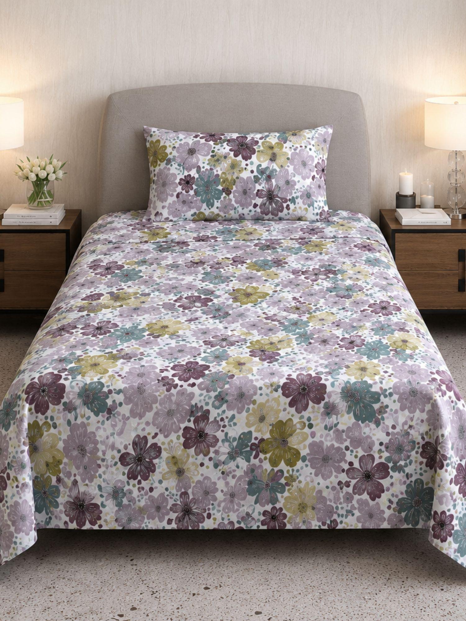 Sleeping Owls ALLURE 144TC 100% Pure Cotton Printed Single Bedsheet with 1 Pillow Cover Sleeping Owls ALLURE 144TC 100% Pure Cotton Printed Single Bedsheet with 1 Pillow Cover