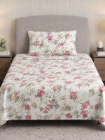 Sleeping Owls ALLURE 144TC 100% Pure Cotton Printed Single Bedsheet with 1 Pillow Cover