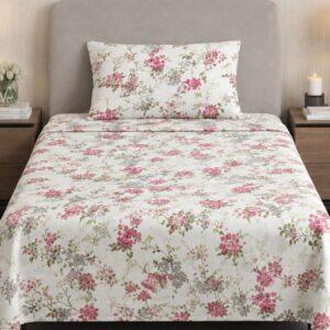 Sleeping Owls ALLURE 144TC 100% Pure Cotton Printed Single Bedsheet with 1 Pillow Cover