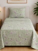 Sleeping Owls ALLURE 144TC 100% Pure Cotton Printed Single Bedsheet with 1 Pillow Cover