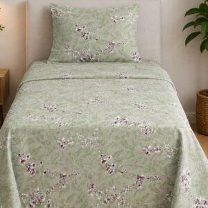Sleeping Owls ALLURE 144TC 100% Pure Cotton Printed Single Bedsheet with 1 Pillow Cover