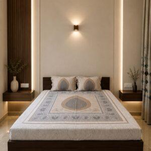 Sleeping Owls Orabella 300TC Digital Print Bedsheet by Sleeping Owls | 100% Cotton Luxury Bedding Set