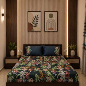 Sleeping Owls Orabella 300TC Digital Print Bedsheet by Sleeping Owls | 100% Cotton Luxury Bedding Set