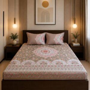 Sleeping Owls Orabella 300TC Digital Print Bedsheet by Sleeping Owls | 100% Cotton Luxury Bedding Set