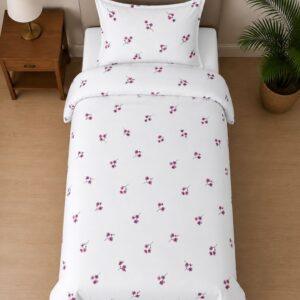 Sleeping Owls ALLURE 144TC 100% Pure Cotton Printed Single Bedsheet with 1 Pillow Cover