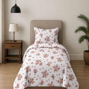 Sleeping Owls ALLURE 144TC 100% Pure Cotton Printed Single Bedsheet with 1 Pillow Cover