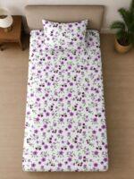 Sleeping Owls ALLURE 144TC 100% Pure Cotton Printed Single Bedsheet with 1 Pillow Cover