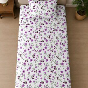Sleeping Owls ALLURE 144TC 100% Pure Cotton Printed Single Bedsheet with 1 Pillow Cover