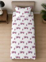 Sleeping Owls ALLURE 144TC 100% Pure Cotton Printed Single Bedsheet with 1 Pillow Cover