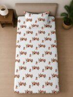 Sleeping Owls ALLURE 144TC 100% Pure Cotton Printed Single Bedsheet with 1 Pillow Cover