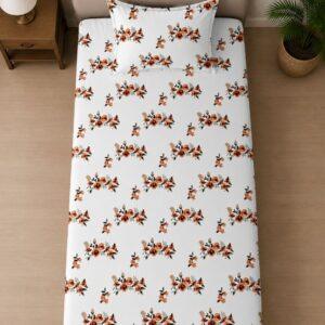Sleeping Owls ALLURE 144TC 100% Pure Cotton Printed Single Bedsheet with 1 Pillow Cover