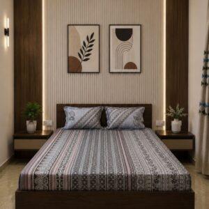 Sleeping Owls Orabella 300TC Digital Print Bedsheet by Sleeping Owls | 100% Cotton Luxury Bedding Set