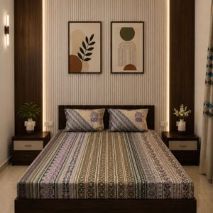 Sleeping Owls Orabella 300TC Digital Print Bedsheet by Sleeping Owls | 100% Cotton Luxury Bedding Set